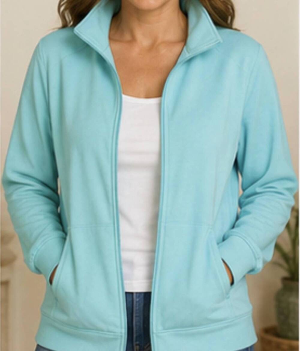 NEW WILD PALMS zip front jacket in aqua